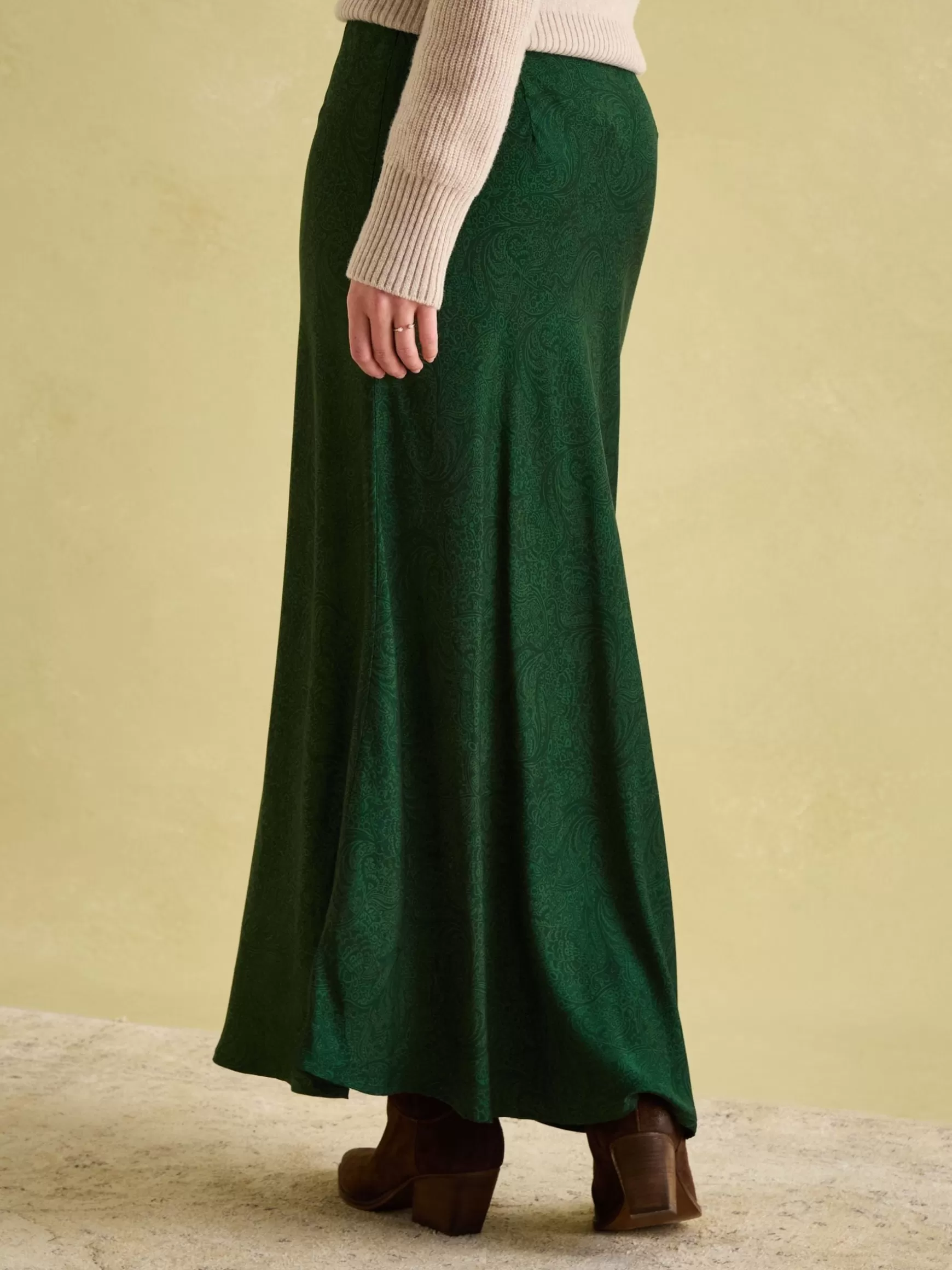 Penelope Green Paisley Satin Midi Skirt^Joules Cheap