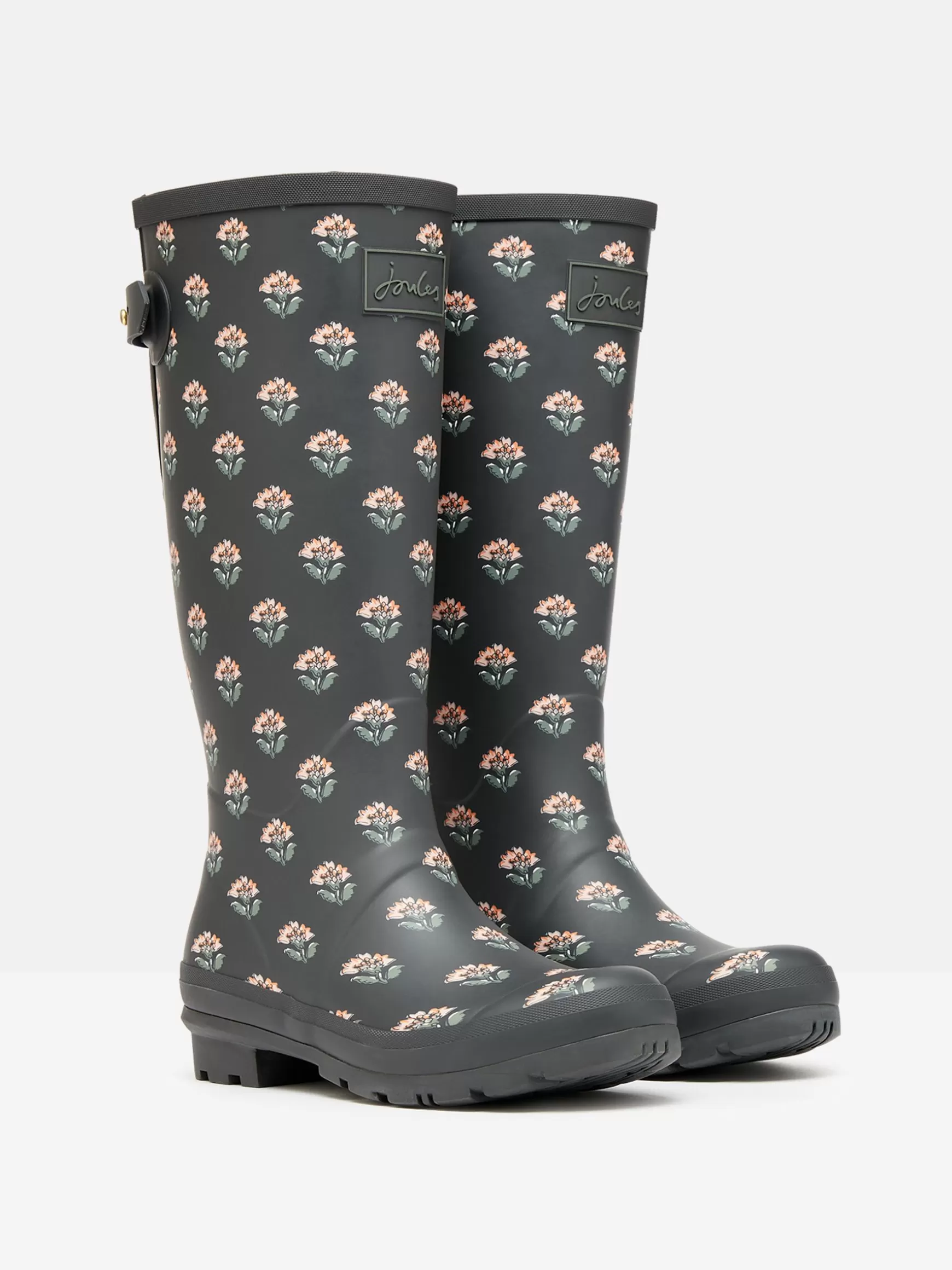 Printed Grey Floral Adjustable Tall Wellies^Joules Hot