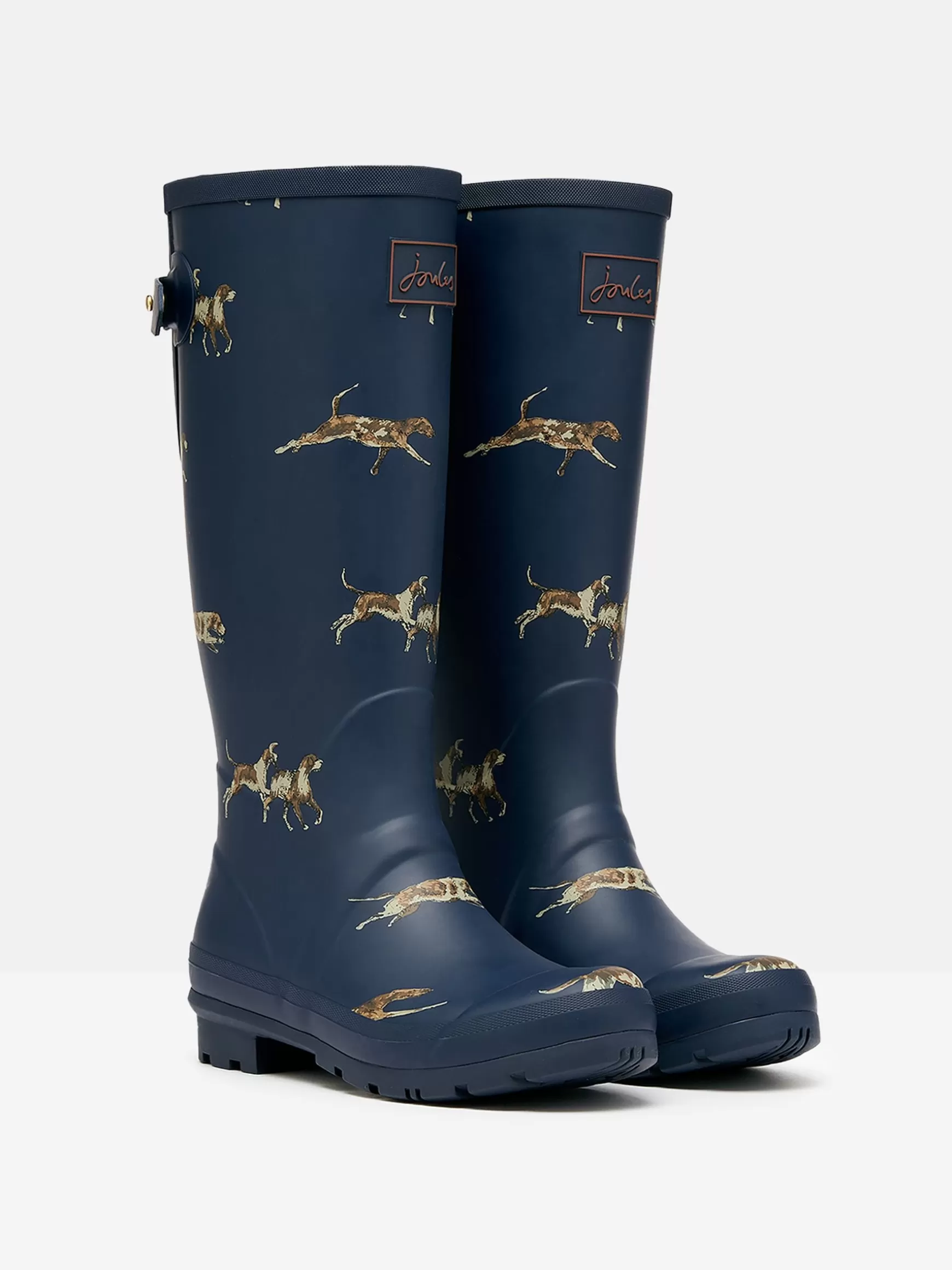 Printed Navy Blue Dog Print Adjustable Tall Wellies^Joules Online