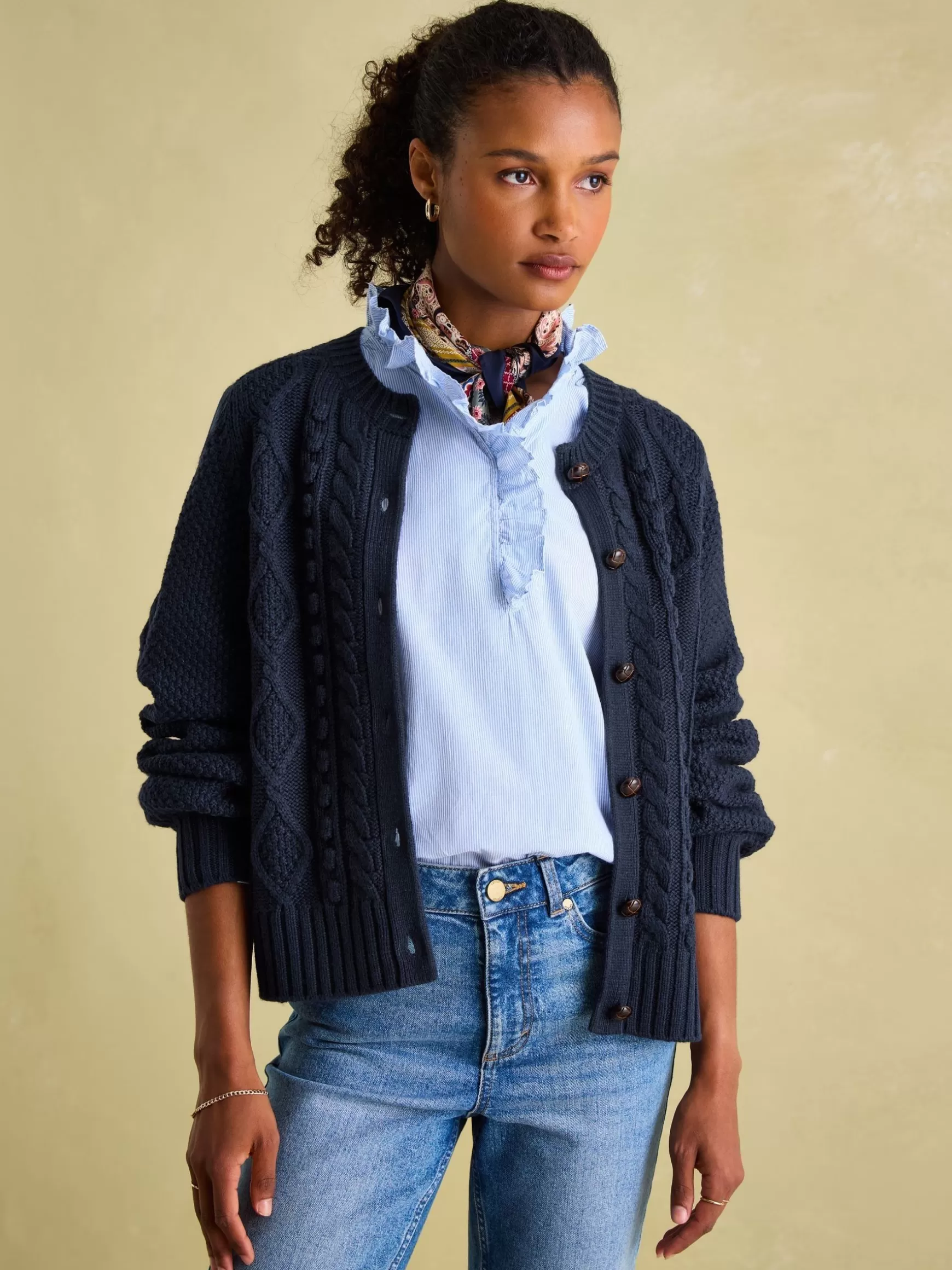 Rafferty Navy Blue Cable Knit Cardigan^Joules Best