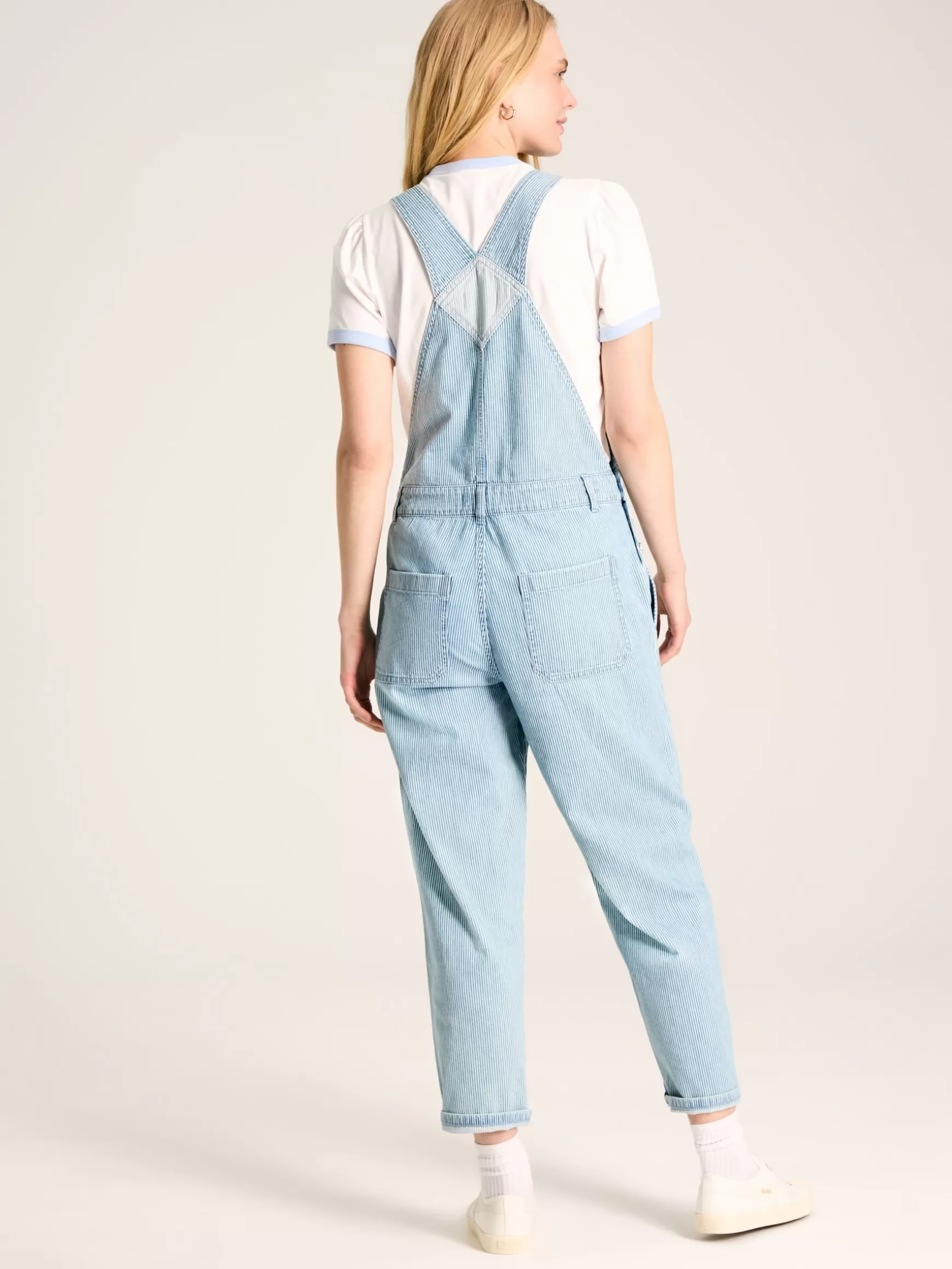 Railroad Blue & White Pinstripe Denim Dungarees^Joules Hot