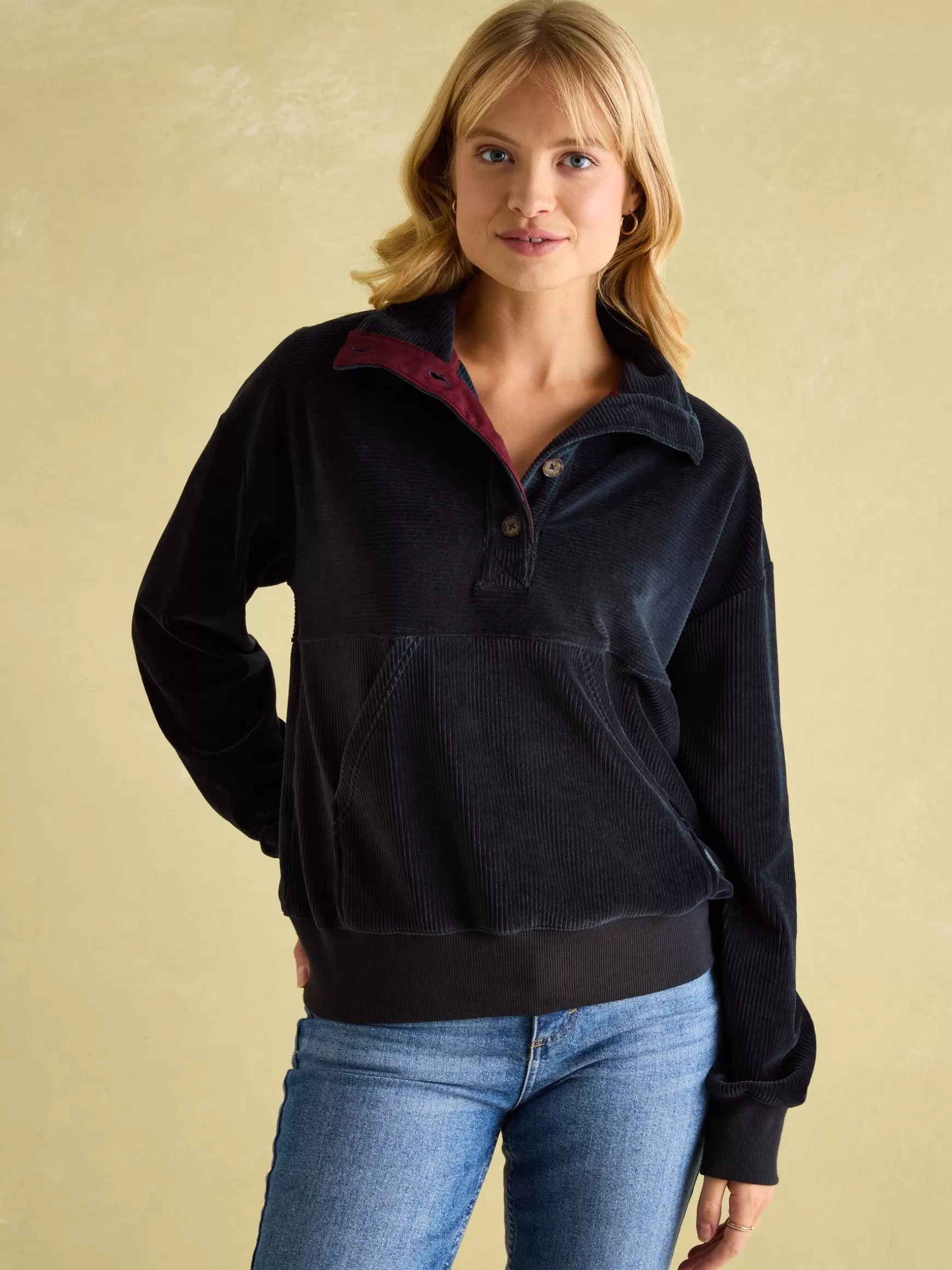 Renee Navy Blue Corduroy Sweatshirt^Joules Hot