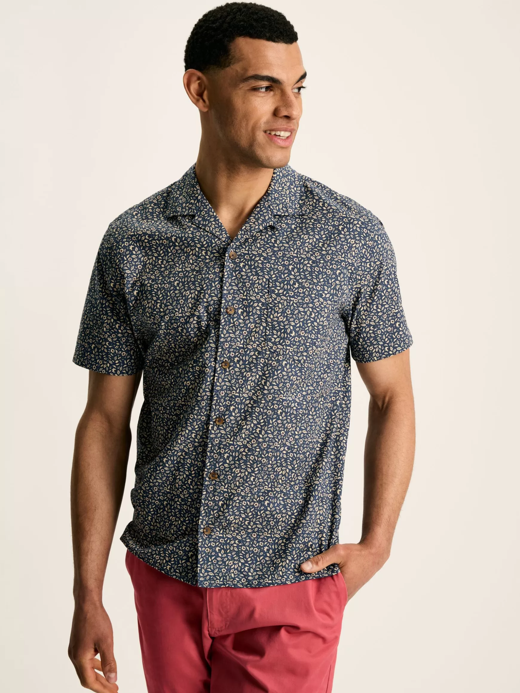 Revere Blue Floral Printed Short Sleeve Shirt^Joules Outlet