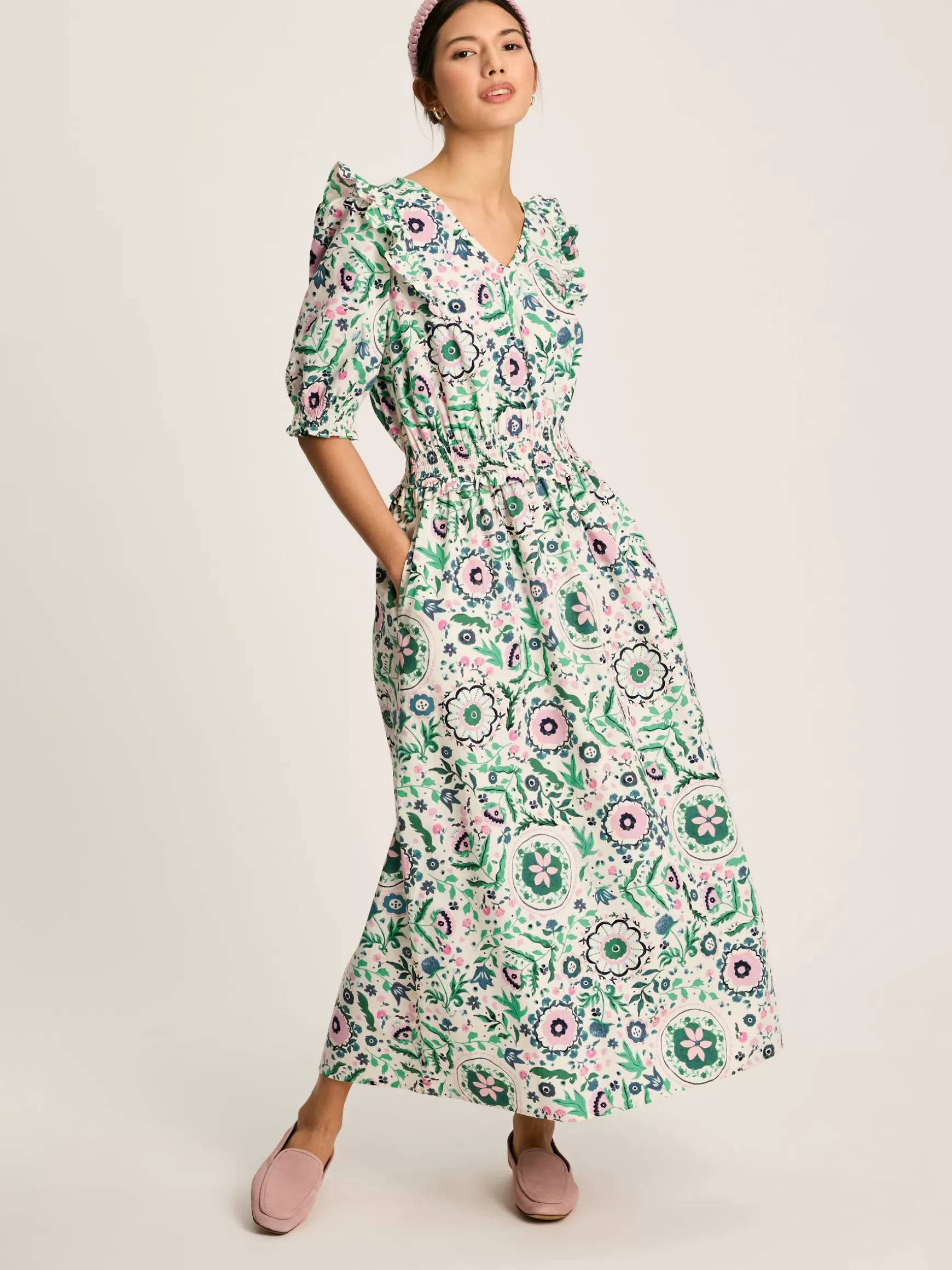 Rosalie V-Neck Frill Dress^Joules Cheap