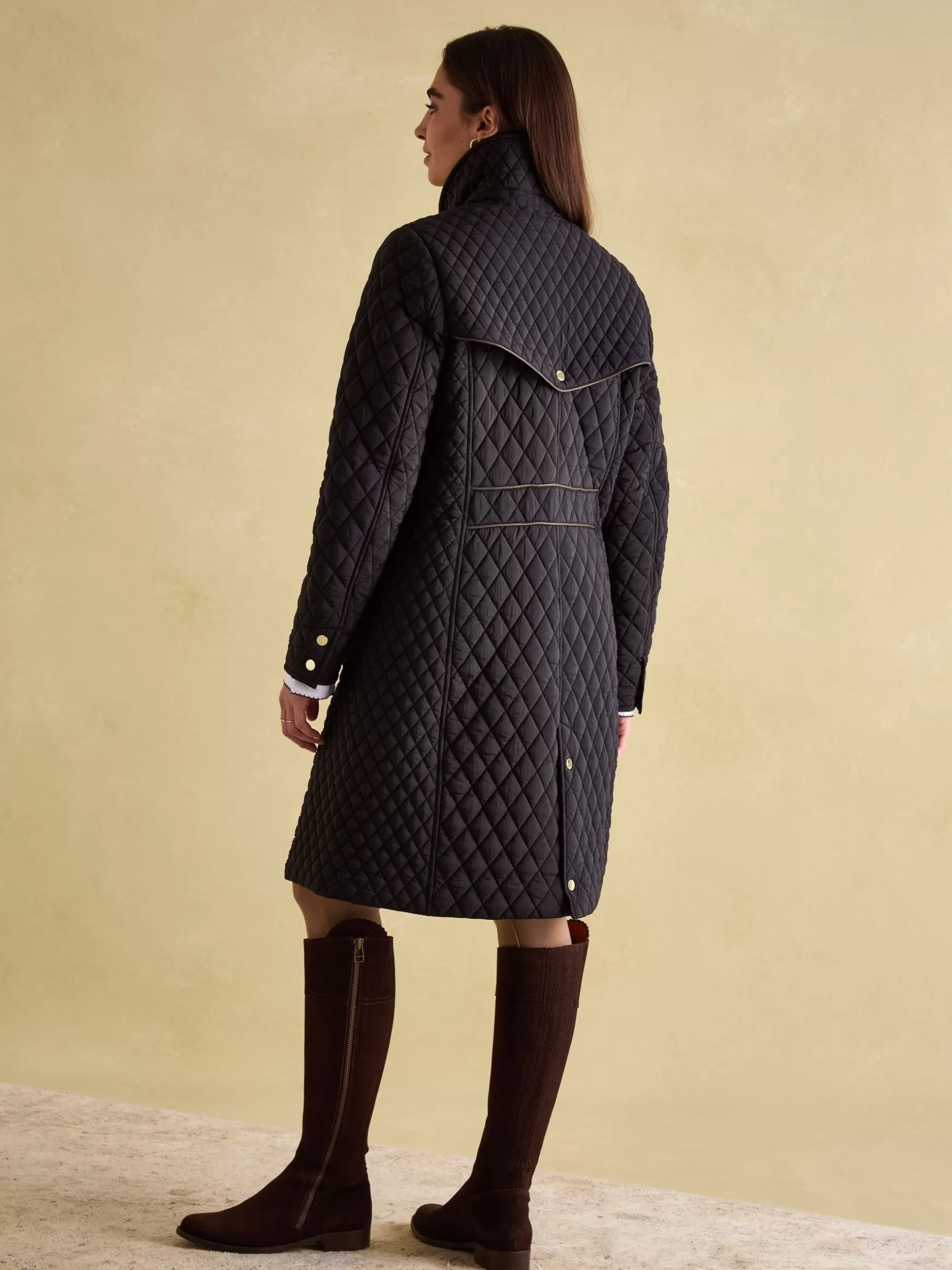 Rosewell Showerproof Longline Diamond Quilted Coat^Joules Hot