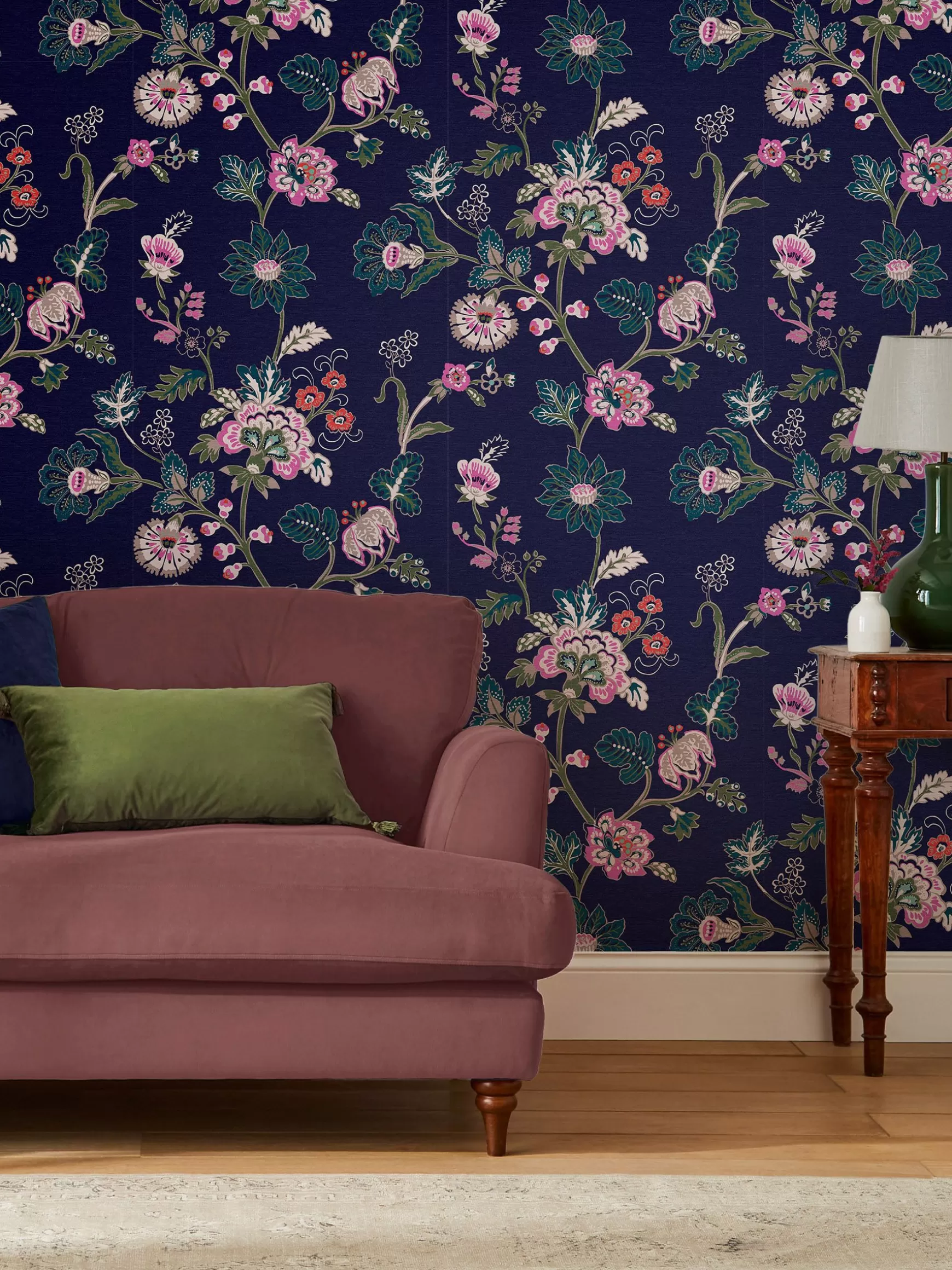 Royal Navy Vine Cottage Floral 10M Wallpaper^Joules Flash Sale