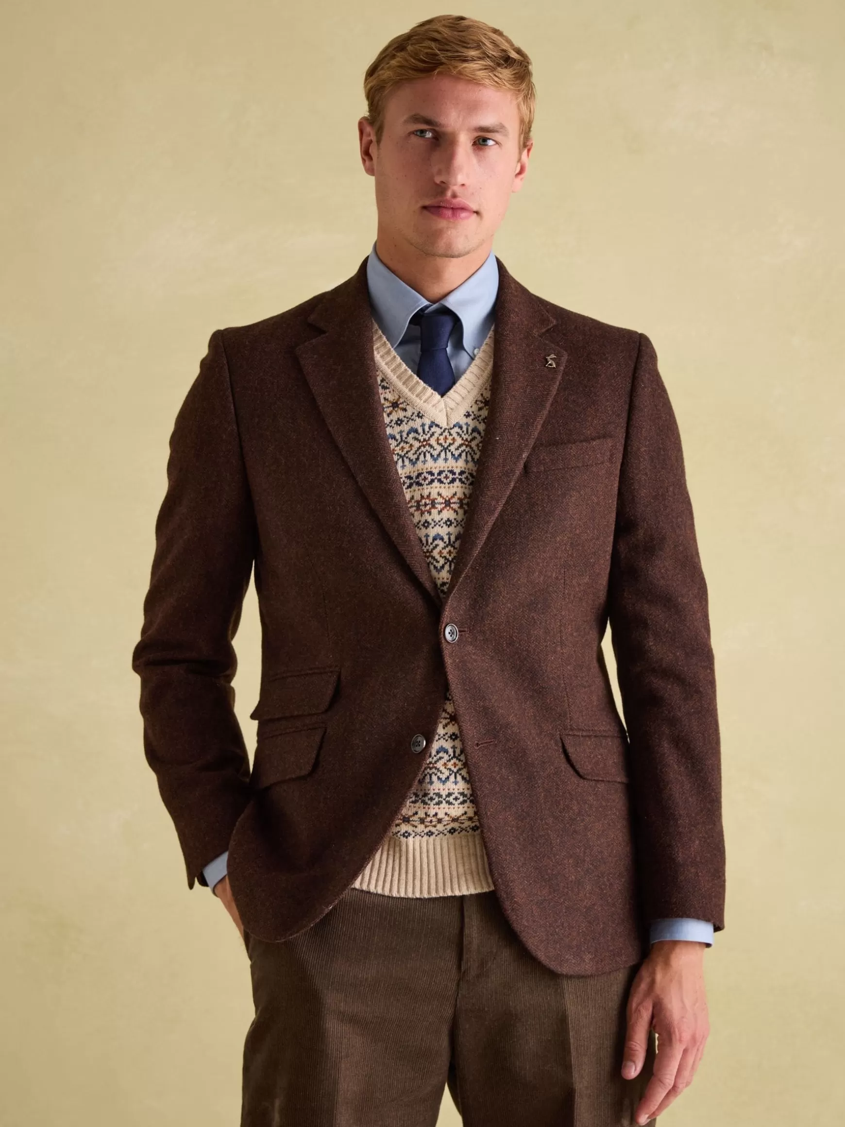 Rust Brown Slim Fit Herringbone Blazer^Joules Store