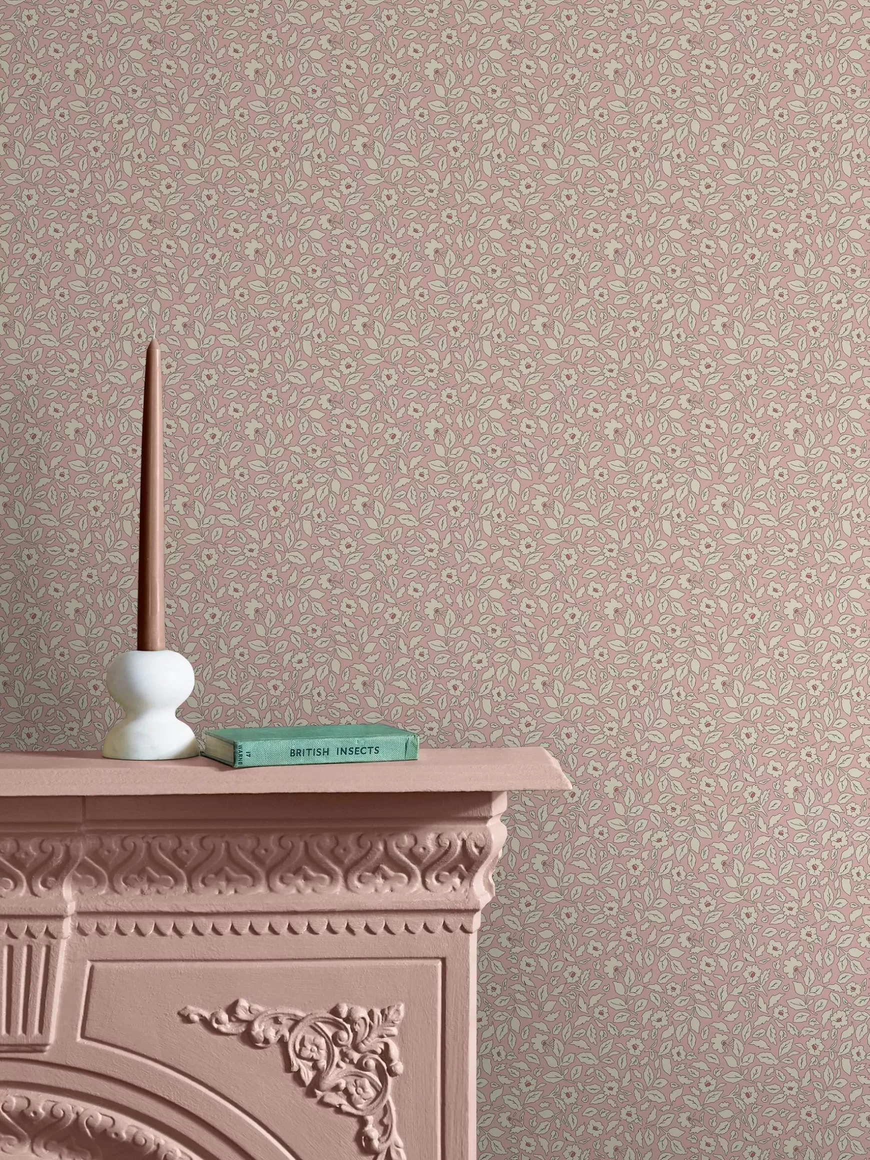 Soft Pink Ditsy Floral Print 10M Wallpaper^Joules Shop