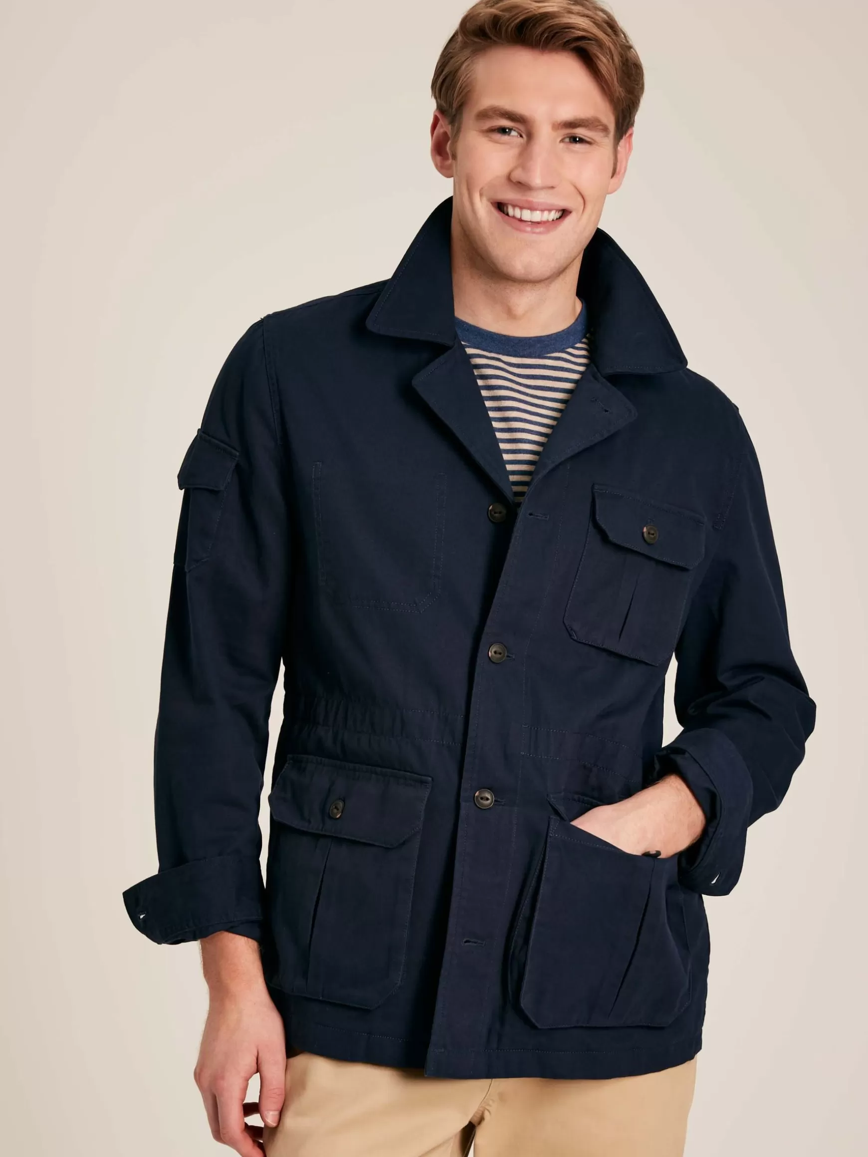 Taddington Navy Blue Cotton Field Jacket^Joules Clearance