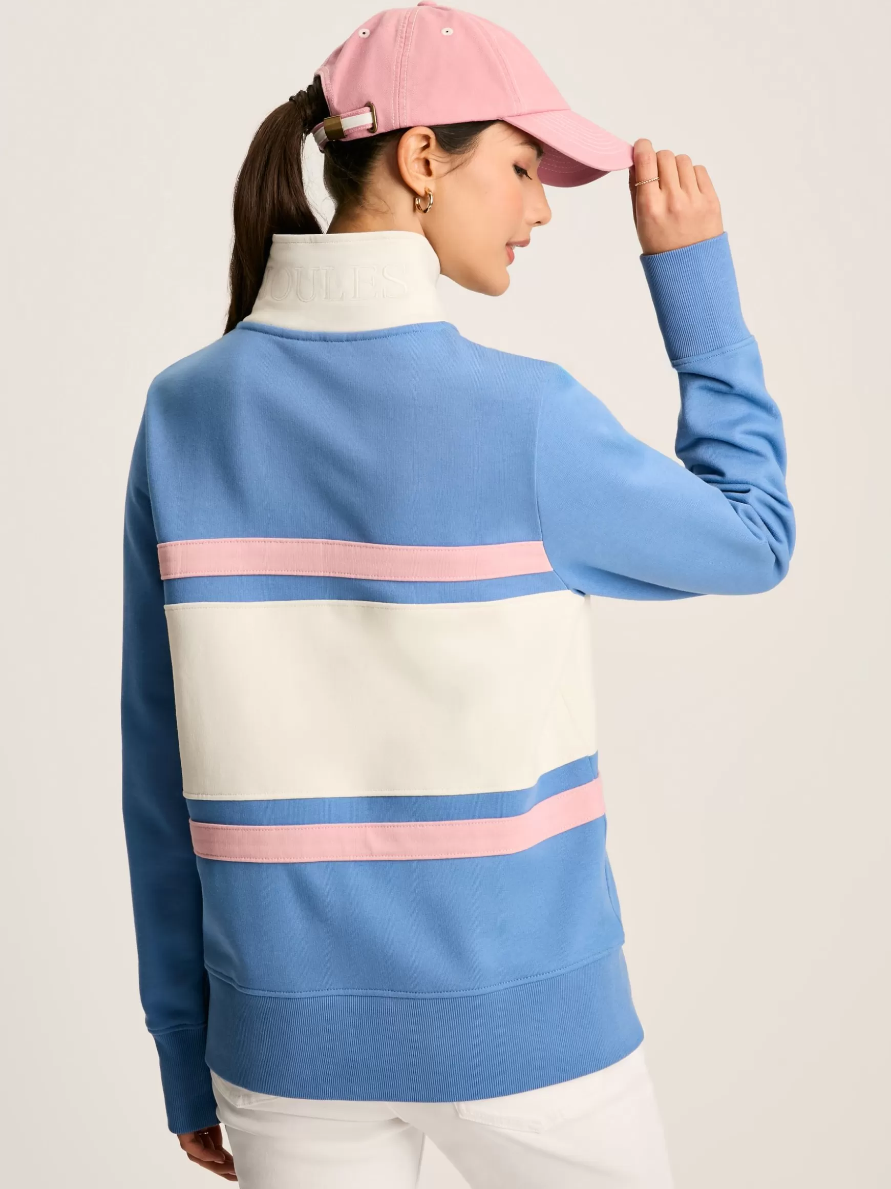 Tadley Blue & White Quarter Zip Sweatshirt^Joules Outlet