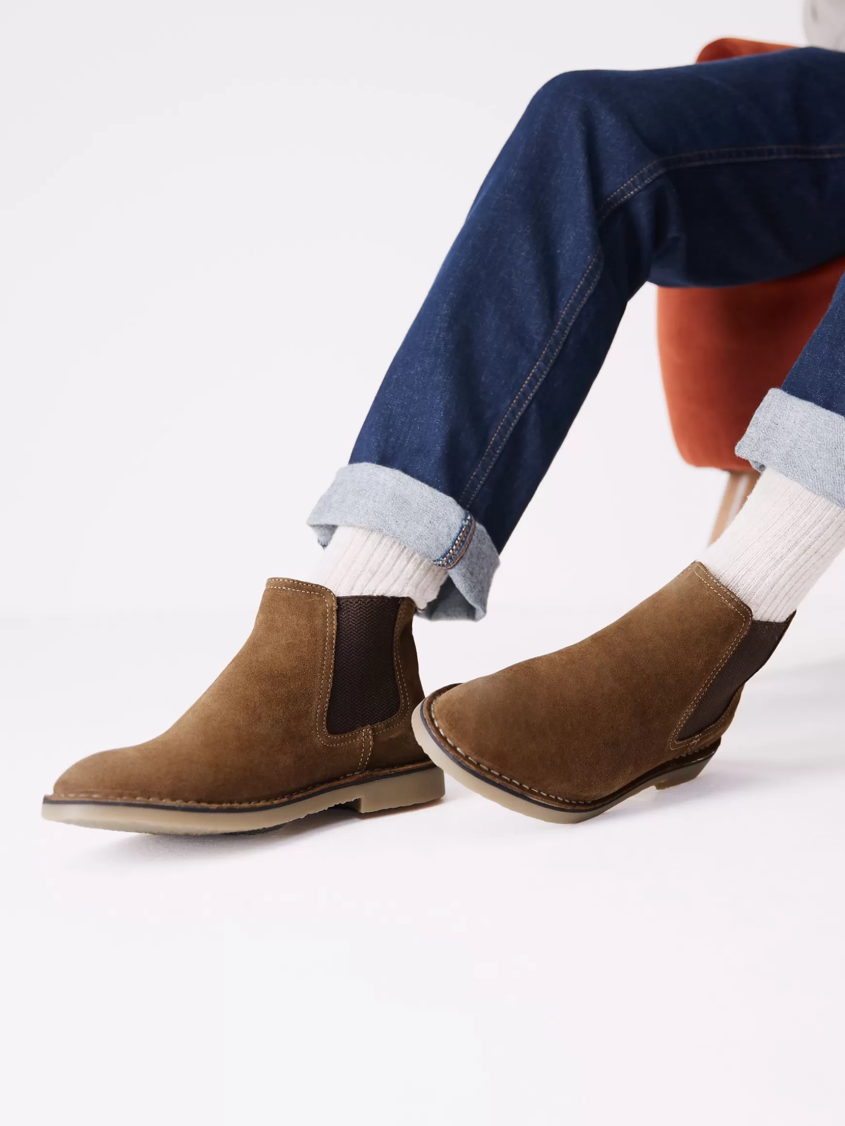 Tan Brown Suede Chelsea Boots^Joules New