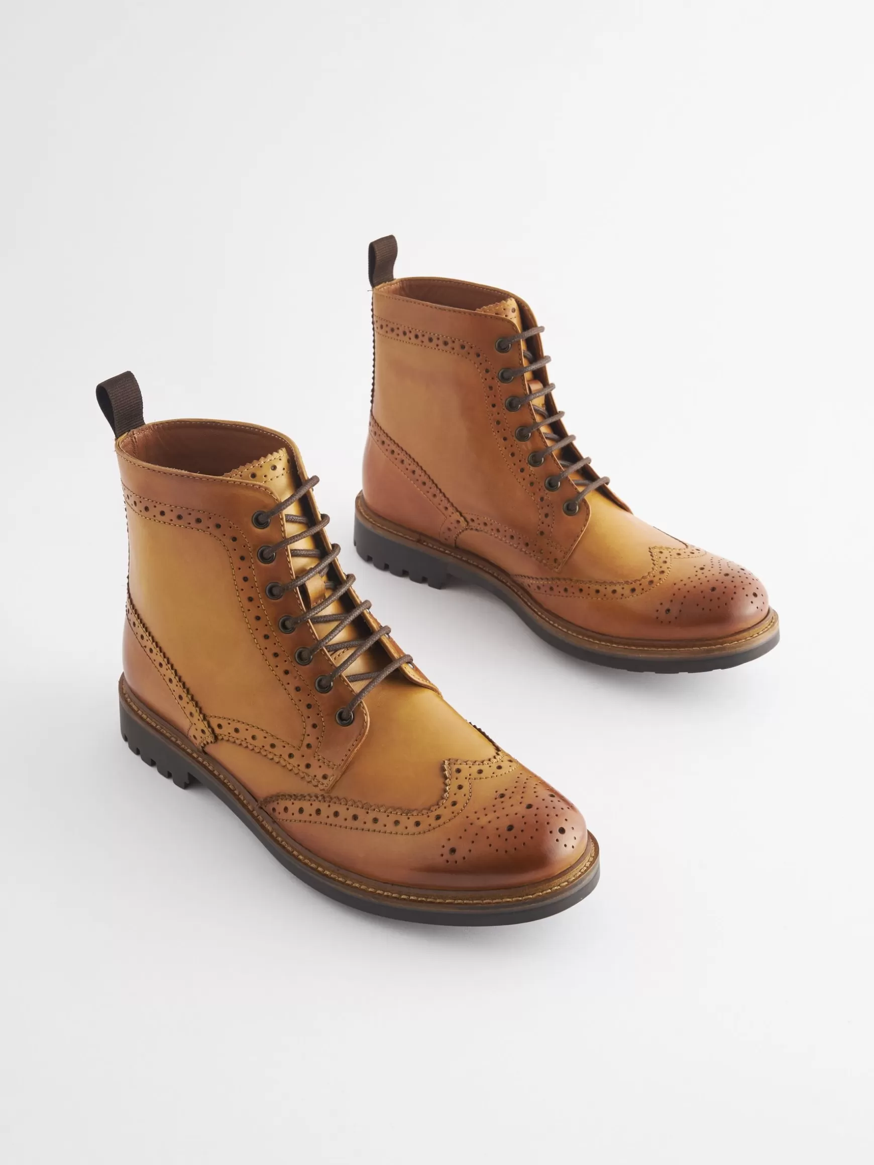 Tan Leather Cleated Brogue Boots^Joules Flash Sale