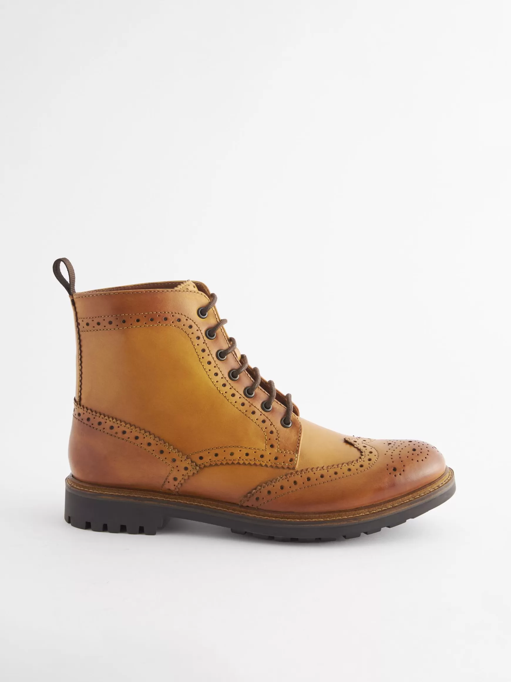Tan Leather Cleated Brogue Boots^Joules Flash Sale