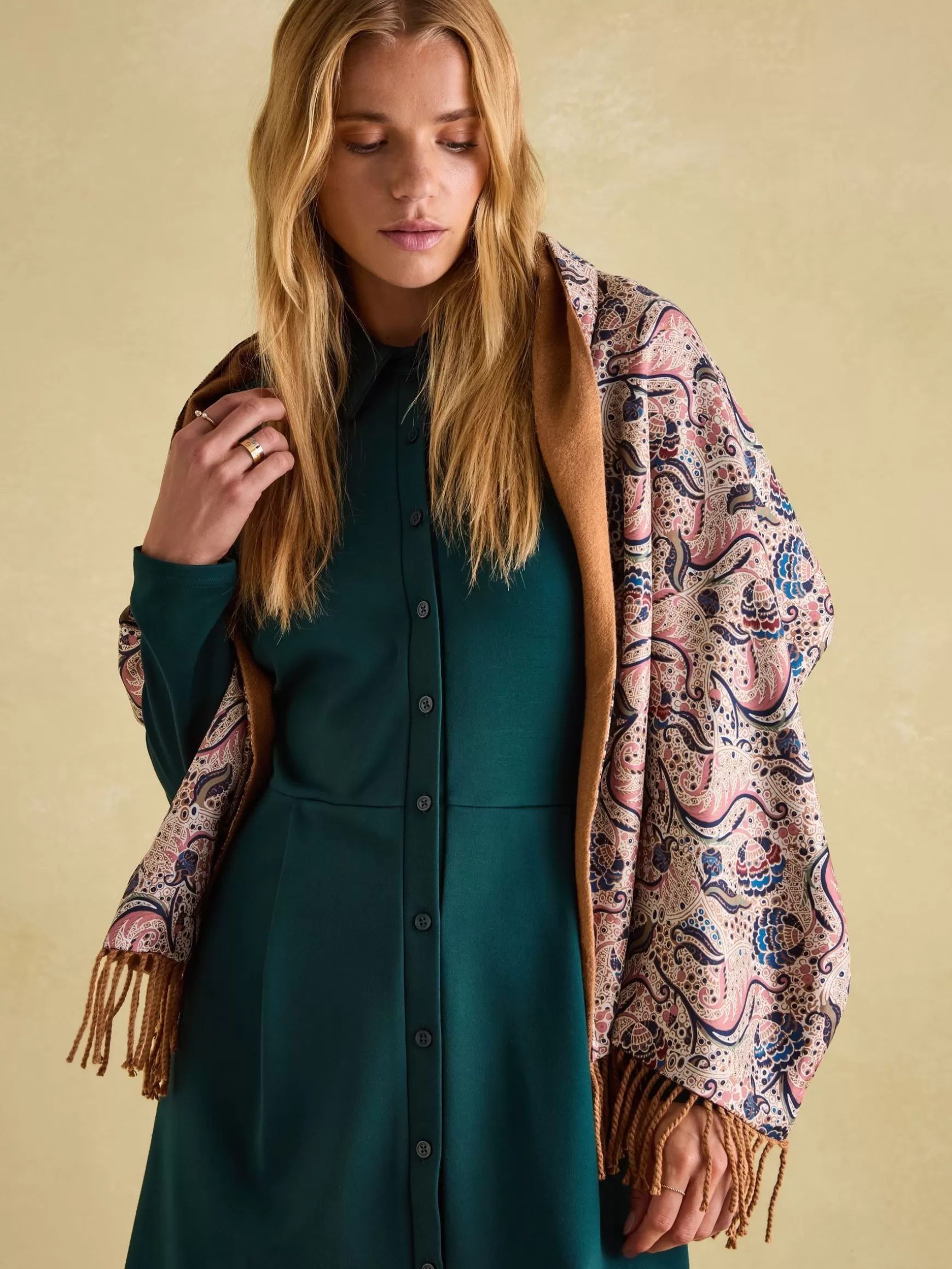 Templeton Silk and Wool Blend Double Sided Scarf^Joules Online