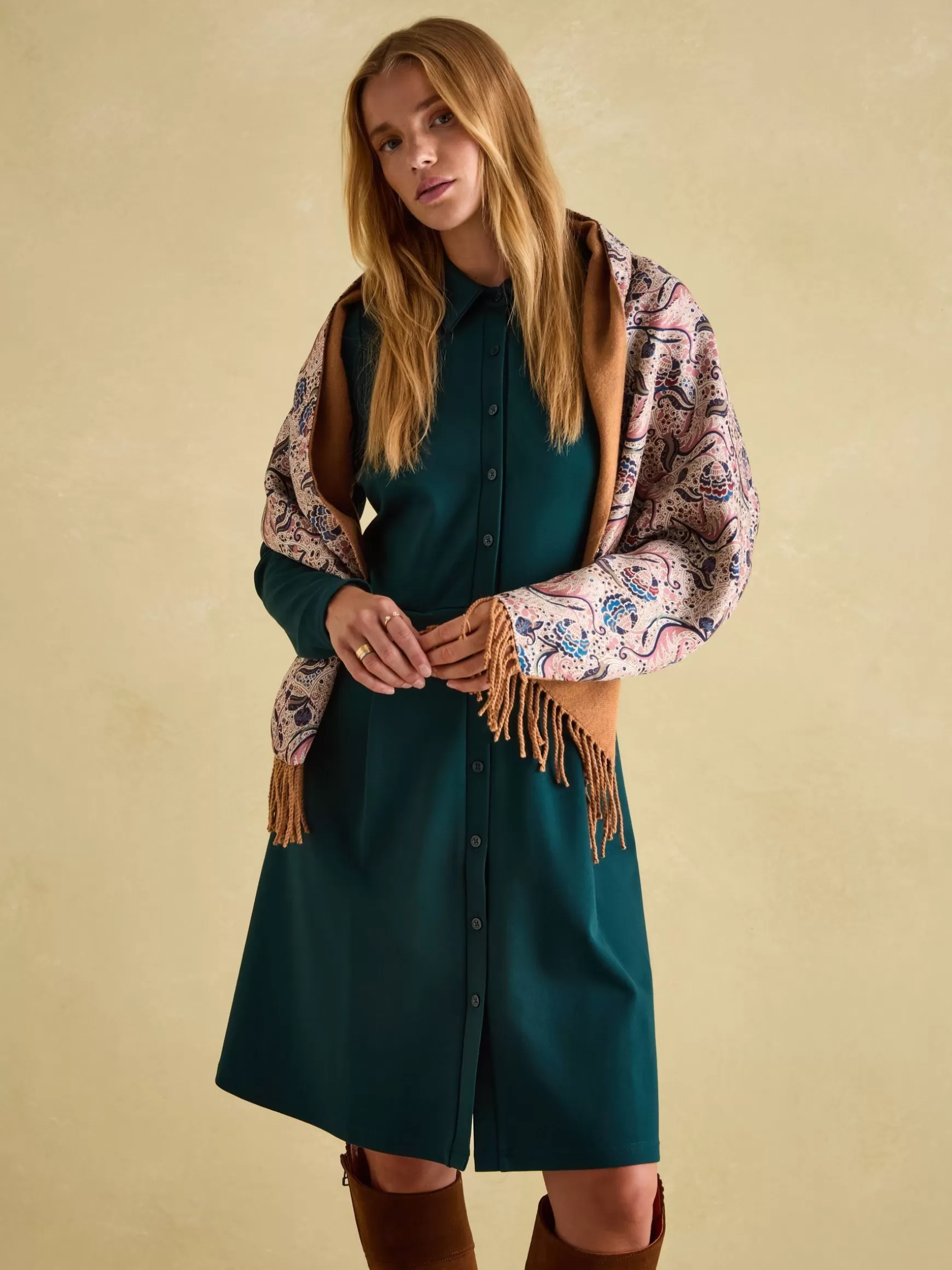 Templeton Silk and Wool Blend Double Sided Scarf^Joules Online