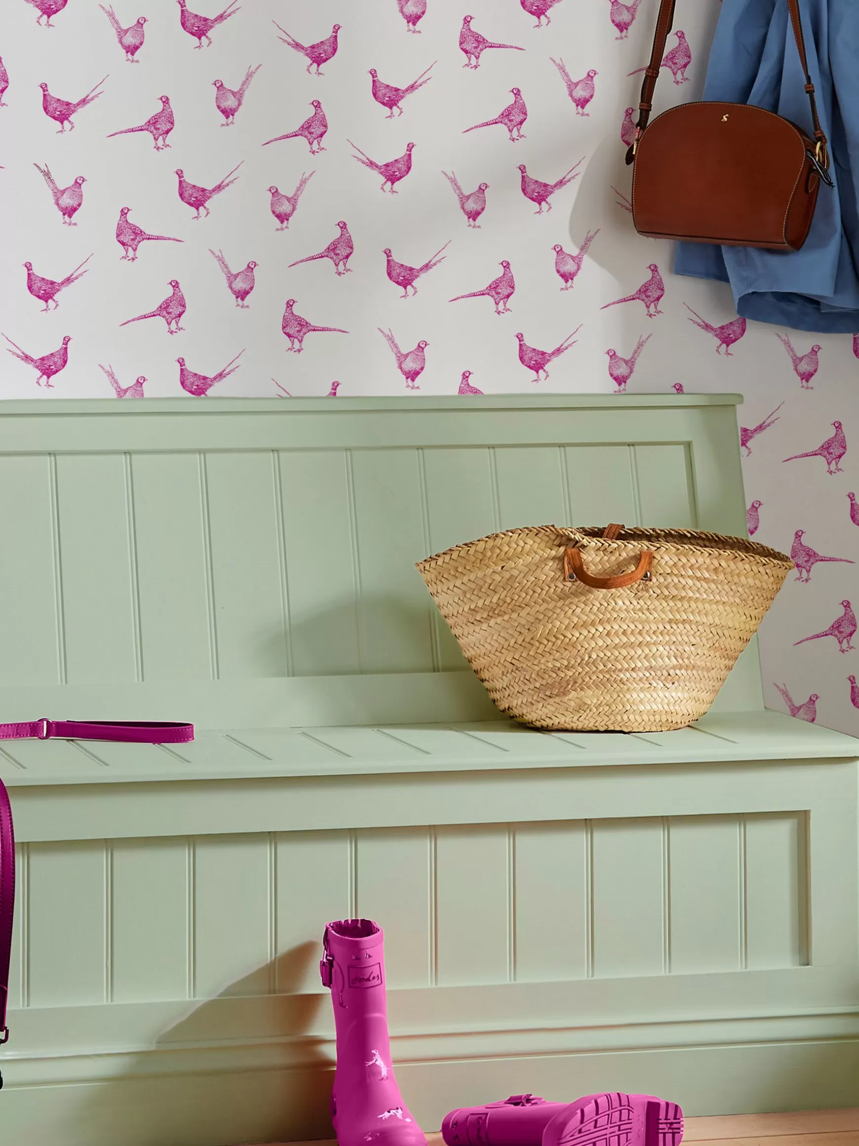 Truly Pink Flirty Pheasants 10M Wallpaper^Joules Cheap