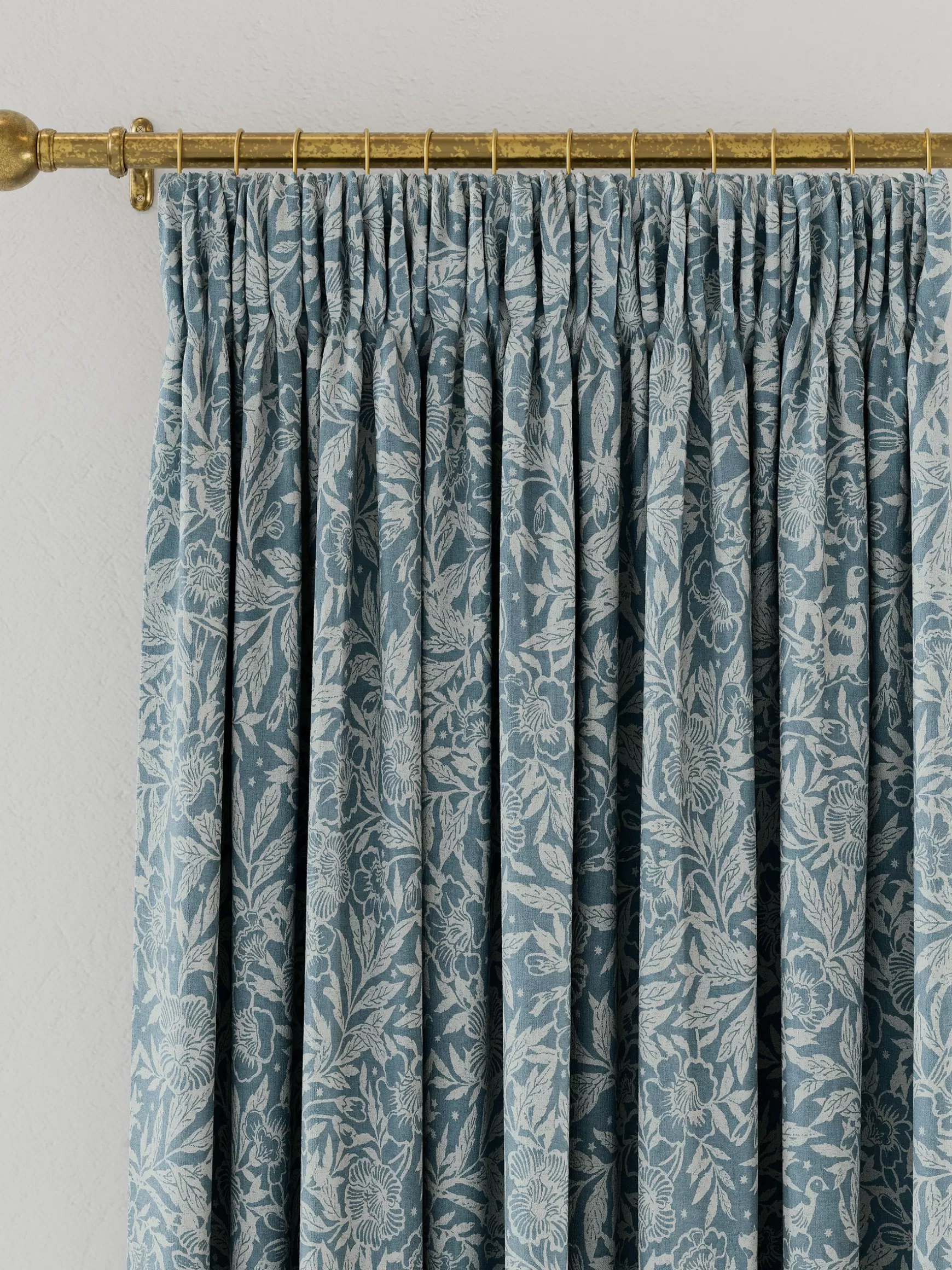 Twilight Ditsy Set of 2 Duck Egg Blackout Pencil Pleat Curtains^Joules Sale