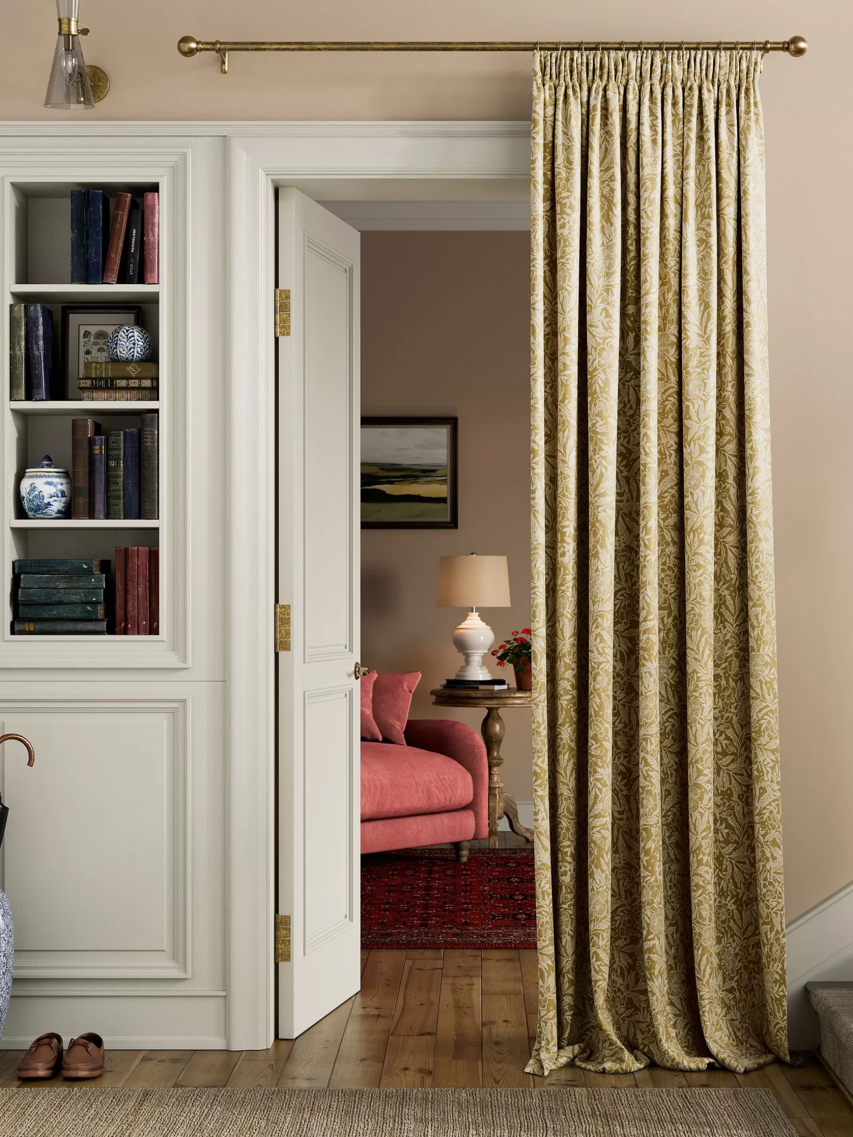 Twilight Ditsy Set of 2 Blackout Pencil Pleat Curtains^Joules Cheap