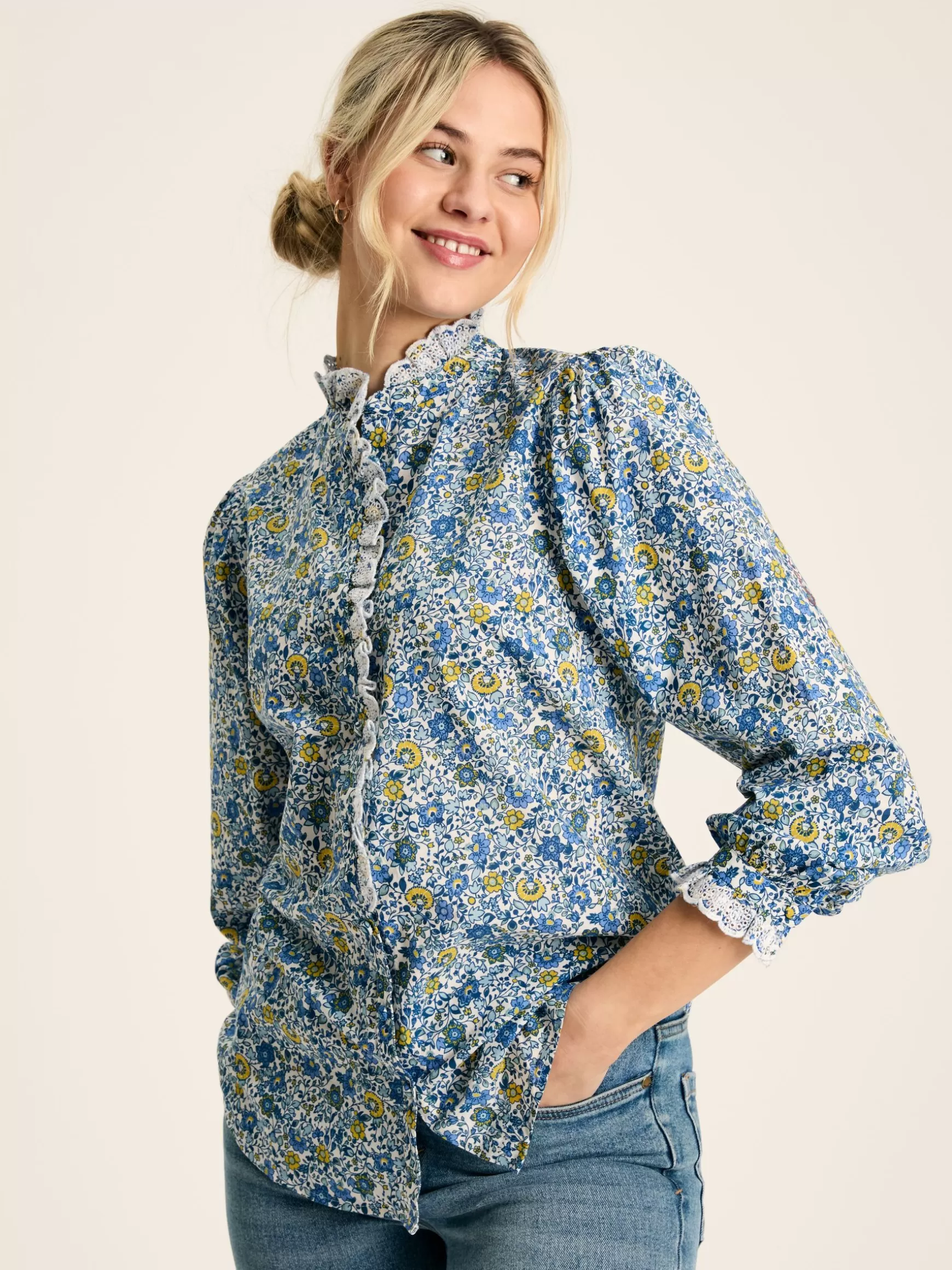 Valentina Broderie Trim Blouse^Joules Outlet