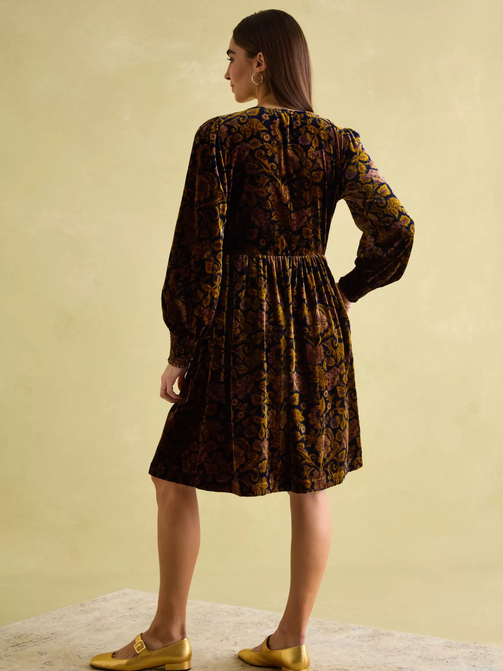 Vanessa Velvet Shirred Dress^Joules Discount