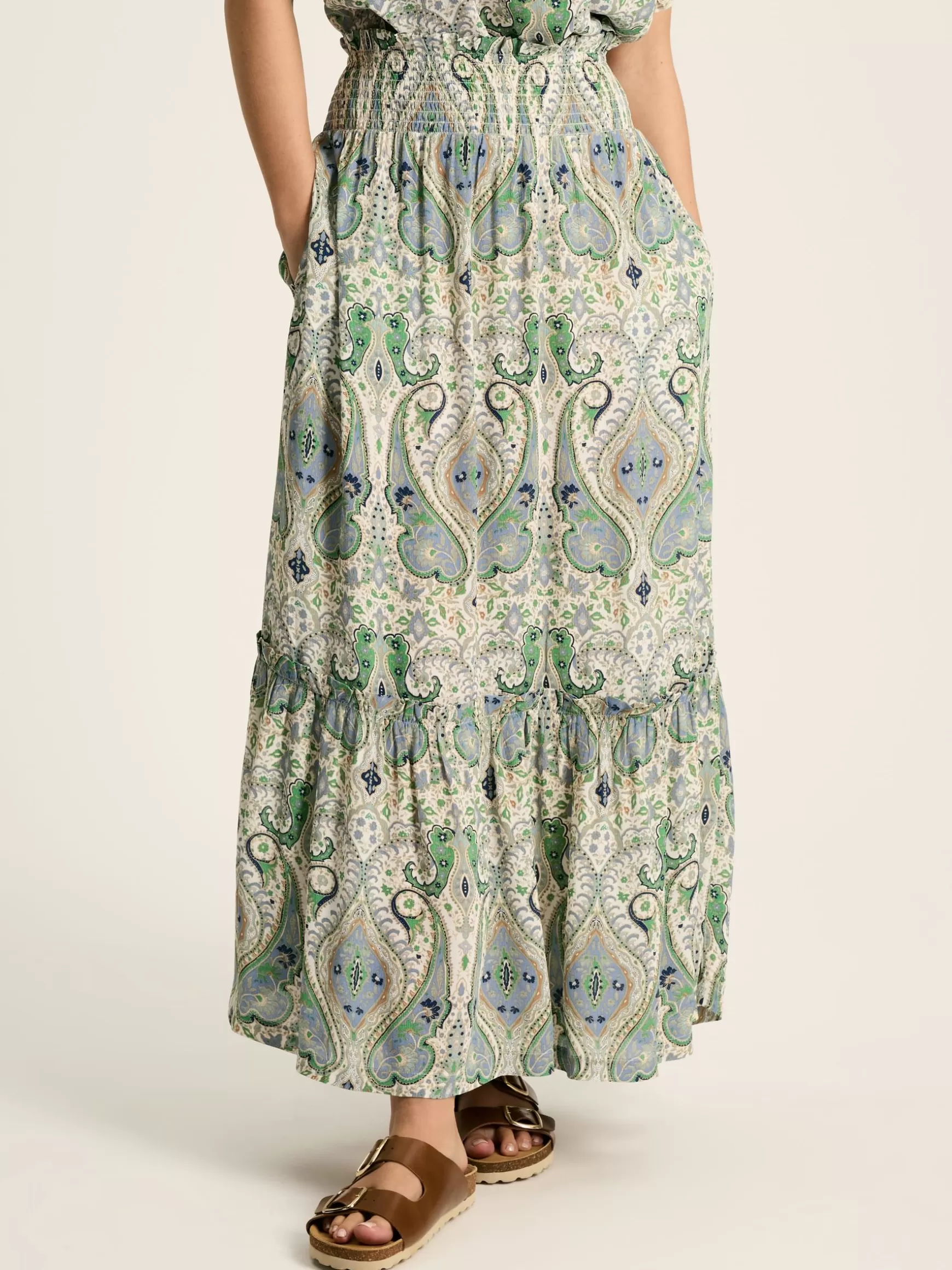 Verity Blue & Green Tiered Skirt^Joules New