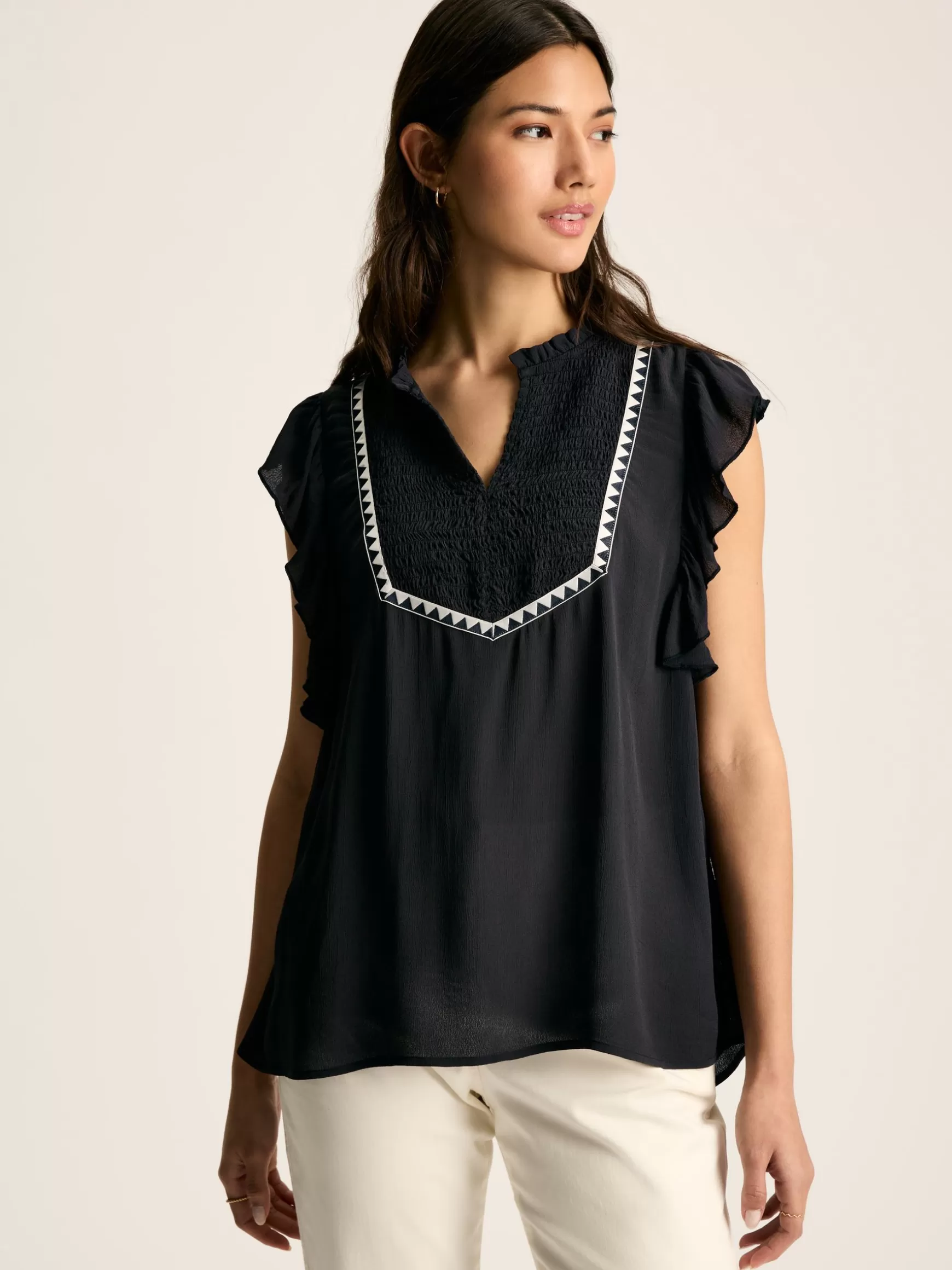 Verity Frill Shoulder Sleeveless Blouse^Joules Hot
