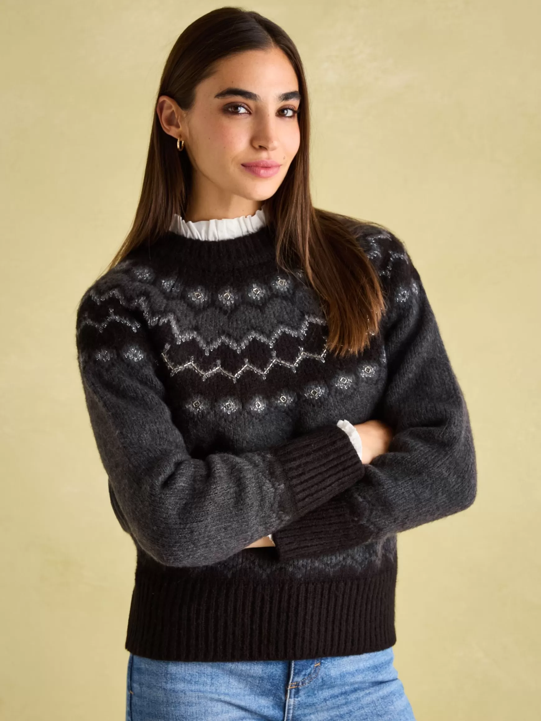 Victoria Charcoal Grey Fair Isle Jumper^Joules Shop