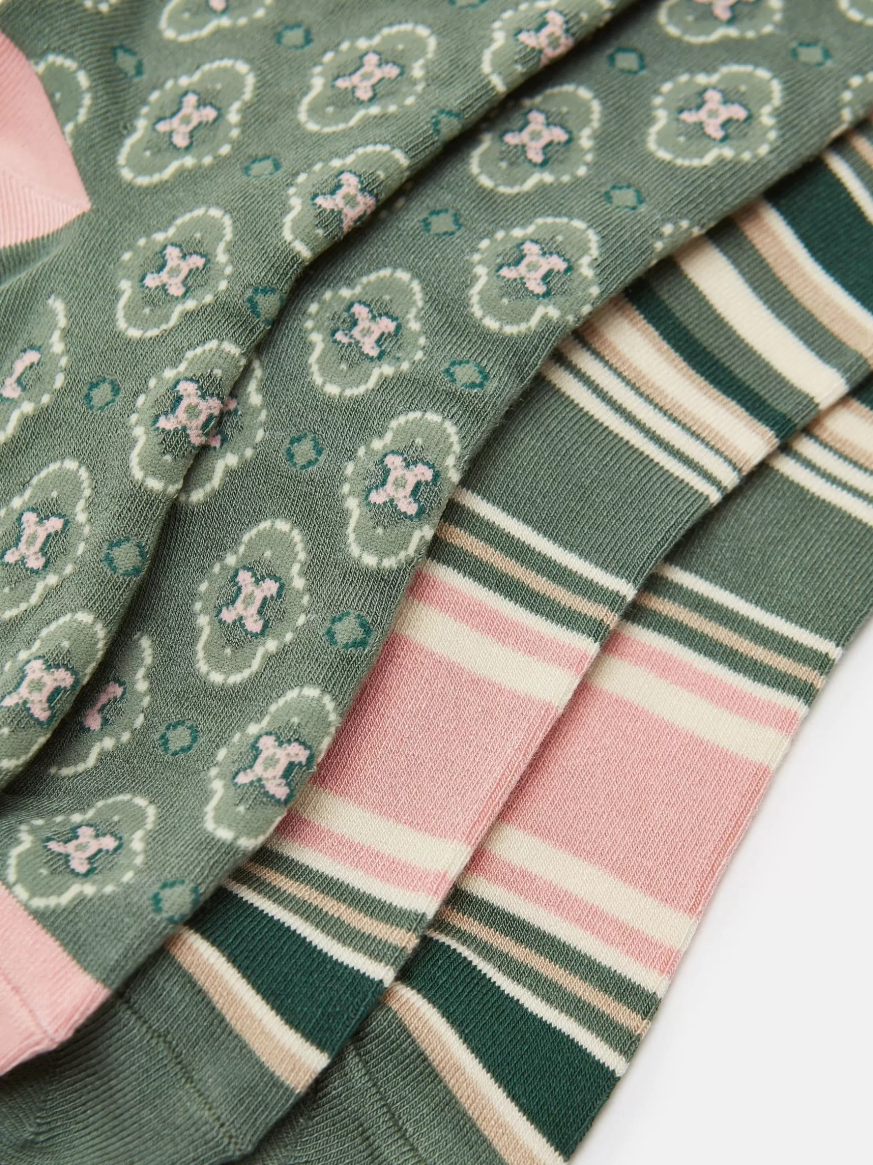 Women's Everyday Khaki Green 2 Pack Socks (size 4-8)^Joules Shop