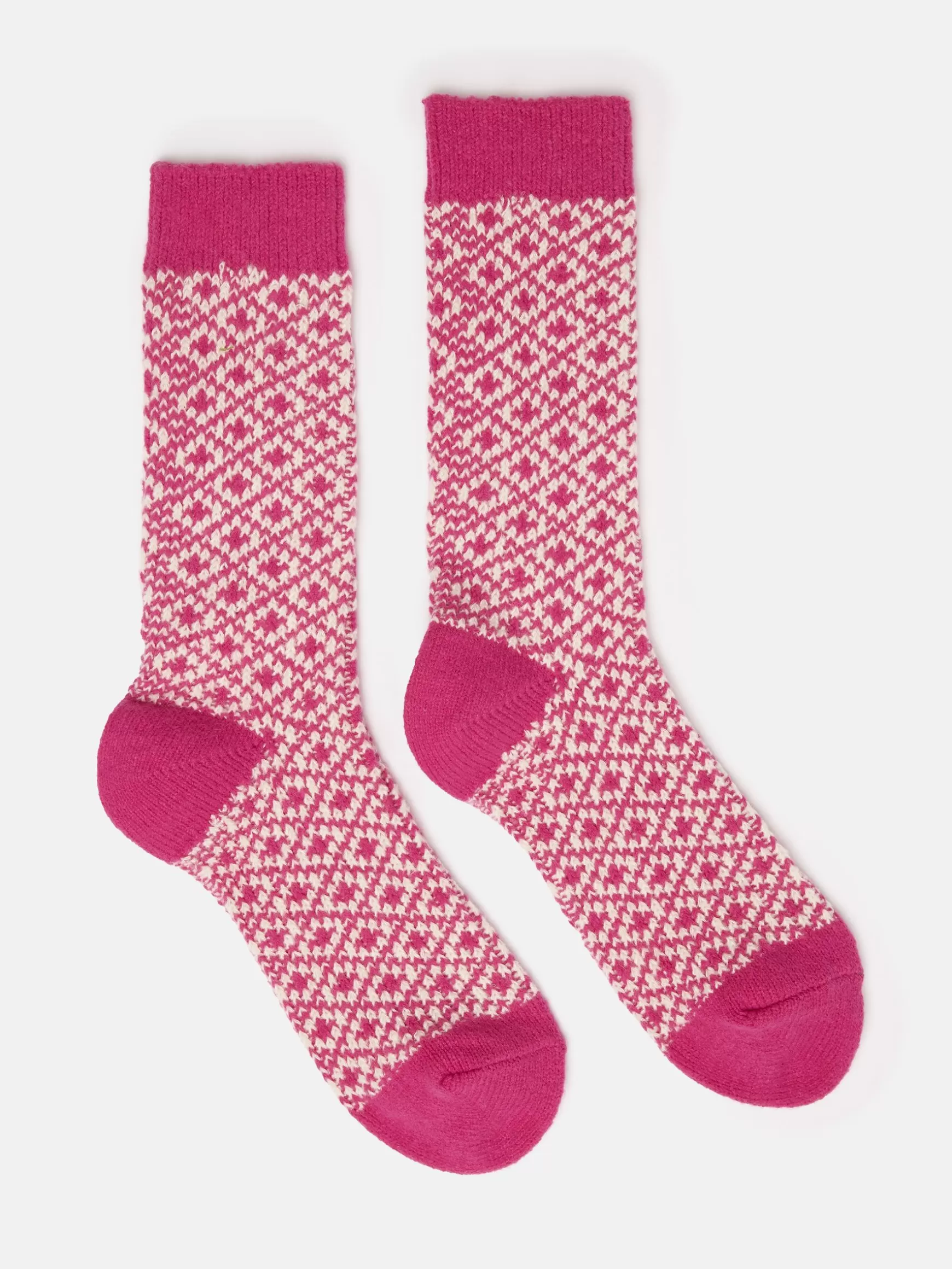 Women's Toasty Bright Pink Cosy Geometric Socks (size 4-8)^Joules Flash Sale
