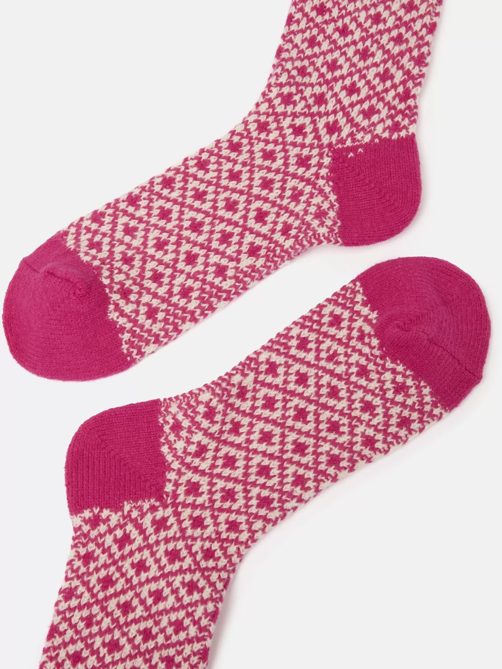 Women's Toasty Bright Pink Cosy Geometric Socks (size 4-8)^Joules Flash Sale