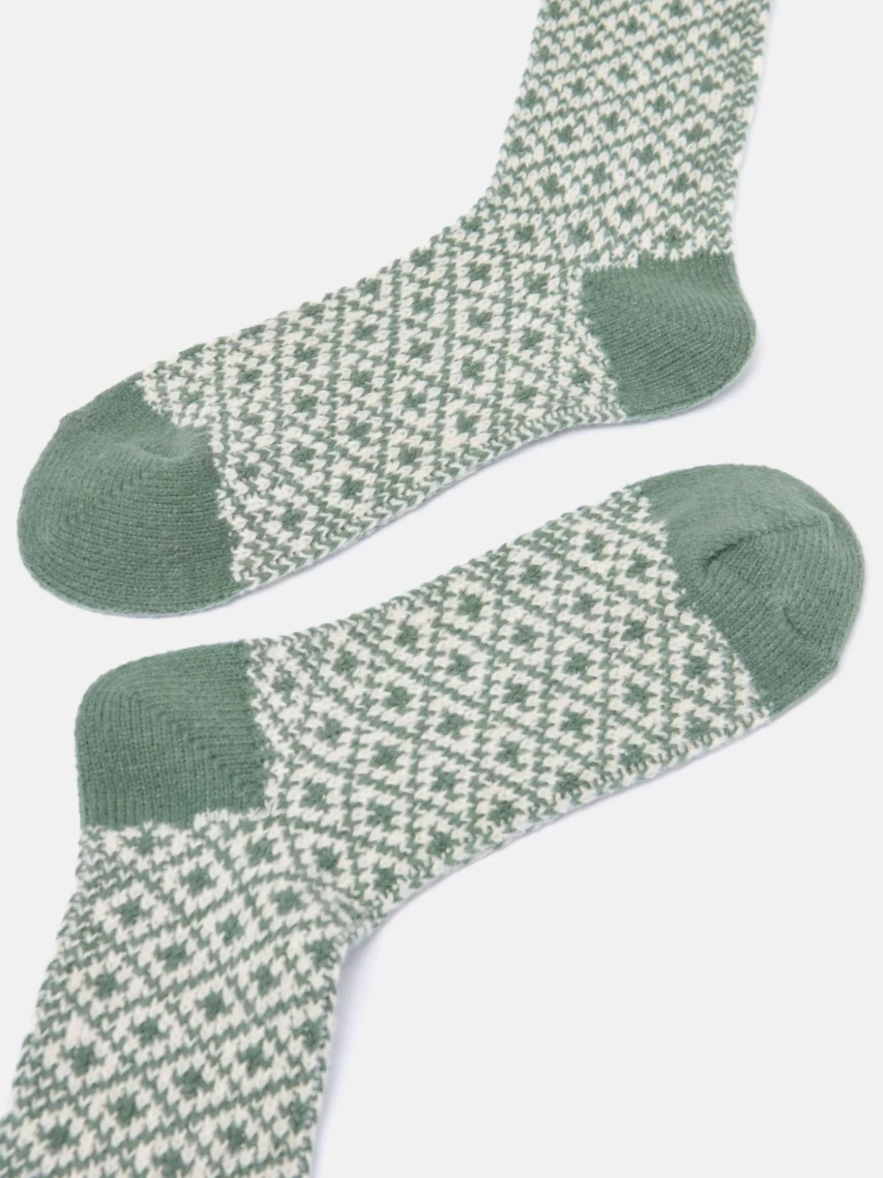 Women's Toasty Khaki Green Cosy Geometric Socks (size 4-8)^Joules Clearance
