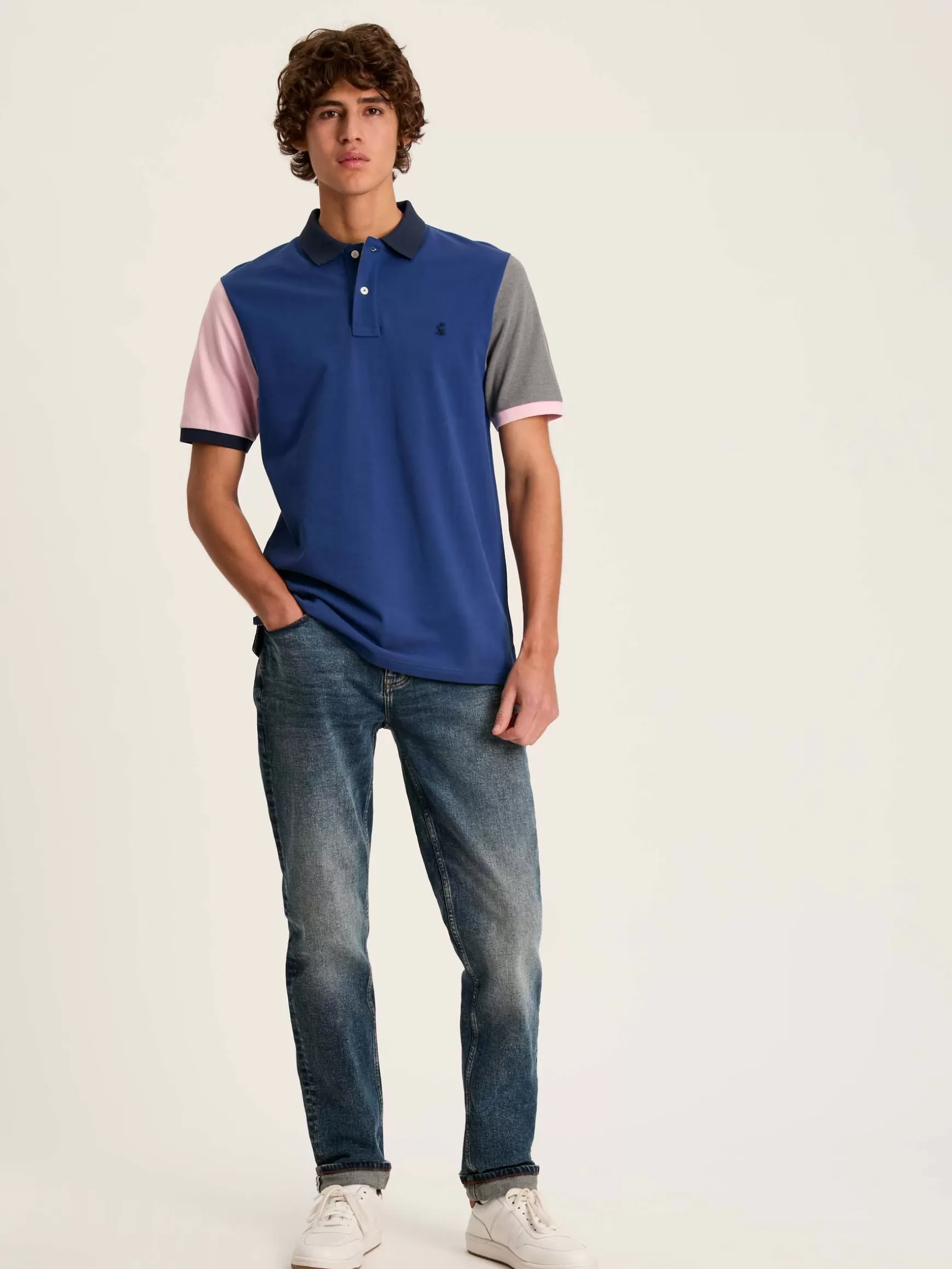 Woody Blue Colour Block Regular Fit Cotton Pique Polo Shirt^Joules Cheap