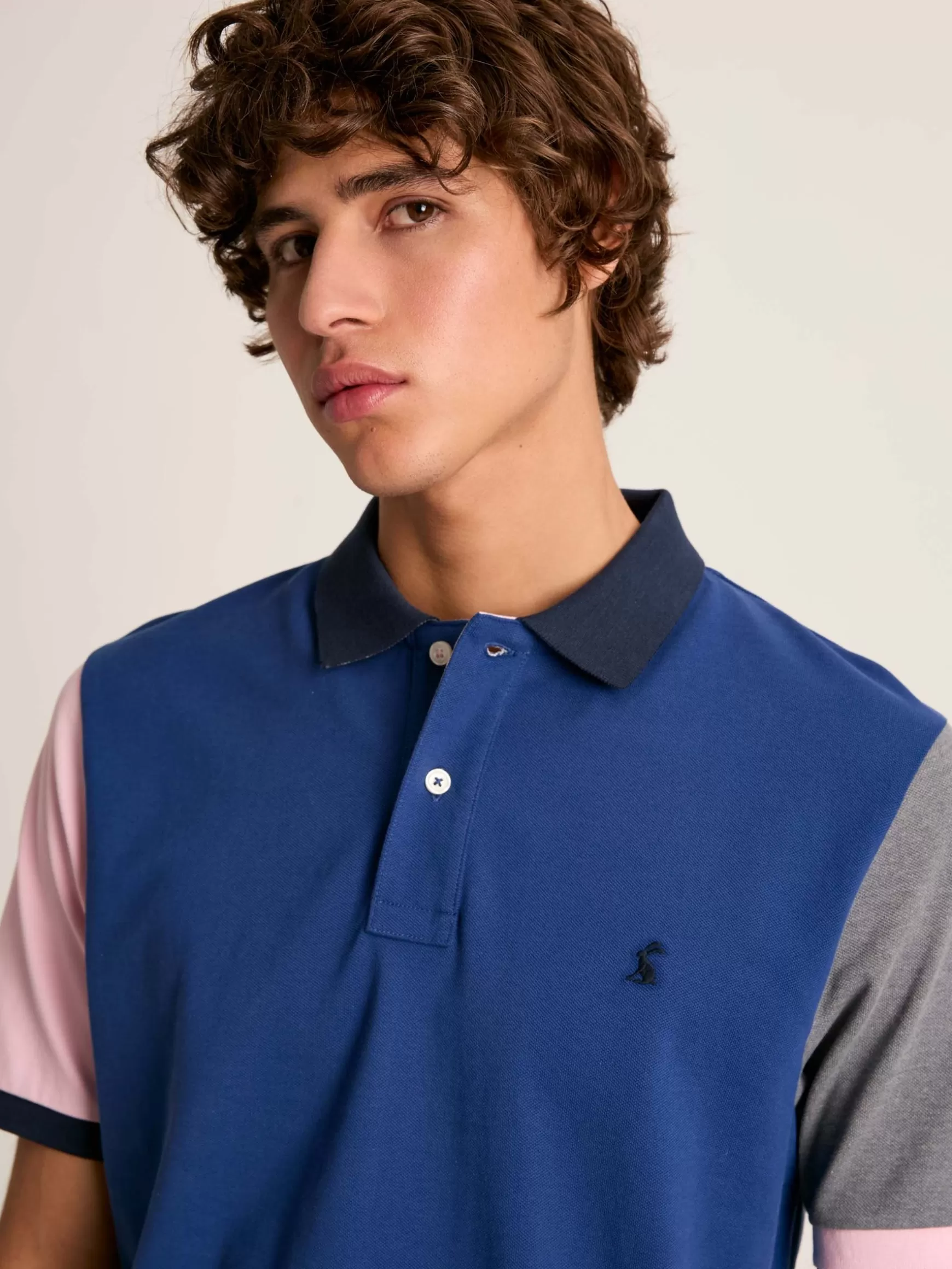 Woody Blue Colour Block Regular Fit Cotton Pique Polo Shirt^Joules Cheap